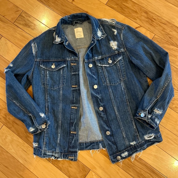 Zara Jackets & Blazers - Zara The Trafaluc Oversized Distressed Denim Long Sleeve Jacket for Women
